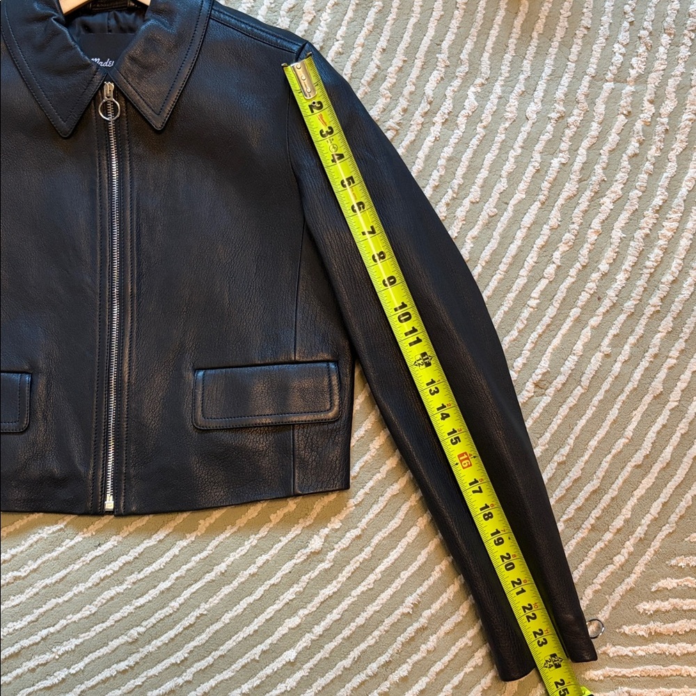 Madewell Shrunken Zip Front Black Leather Jacket - Picture 10 of 10